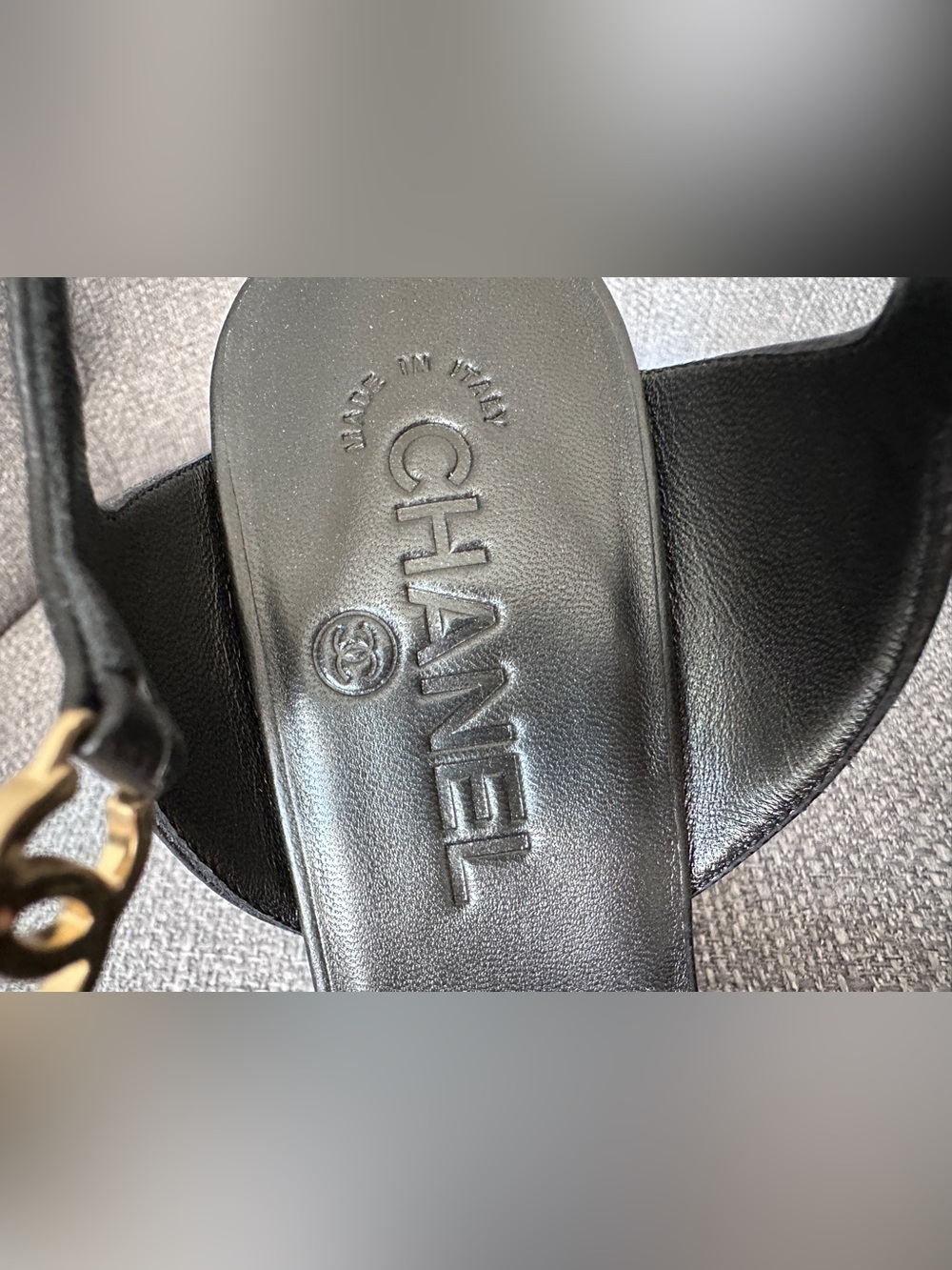 2026 CHANEL BLAZY BLACK LEATHER WHITE TOE CC LOGO SANDALS HEELS SHOES size 38C - Picture 9 of 16